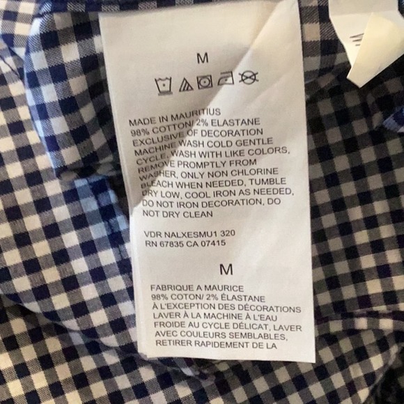 Nautica Men’s Med. Blue Check Button Down Shirt In Excellent Preowned Condition - Picture 5 of 6